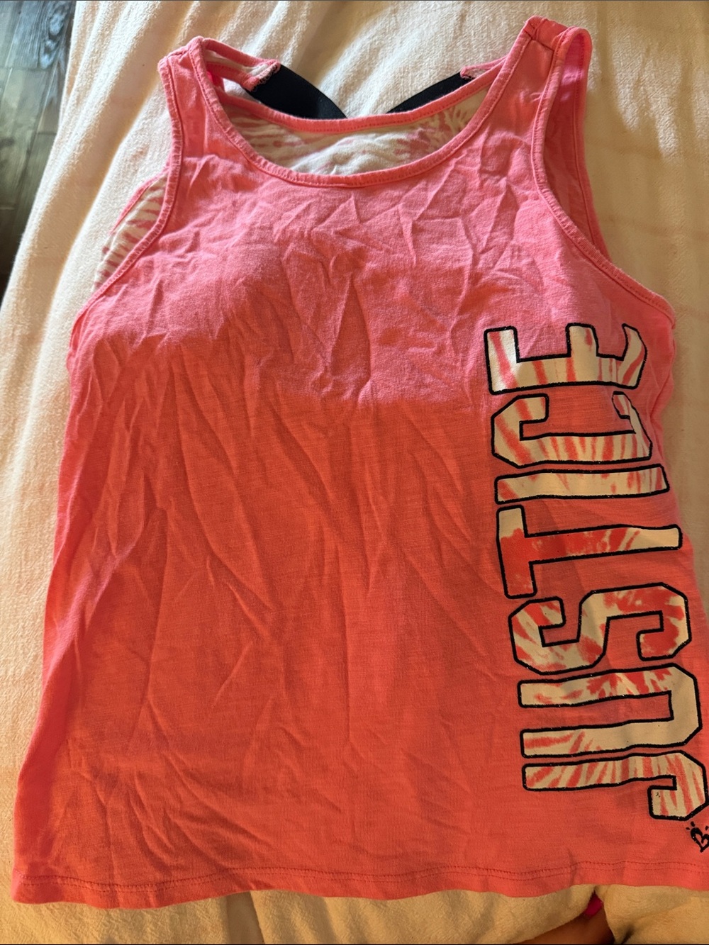 Justice Coral Pink Graphic Tank Top